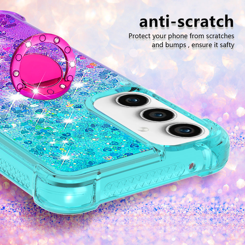 YB Quicksand Series-8 Gradient Glitter Liquid Case for Samsung Galaxy S23 FE TPU Kickstand Phone Cover YB Quicksand Series-8 Gradient Glitter Liquid Case for Samsung Galaxy S23 FE TPU Kickstand Phone Cover